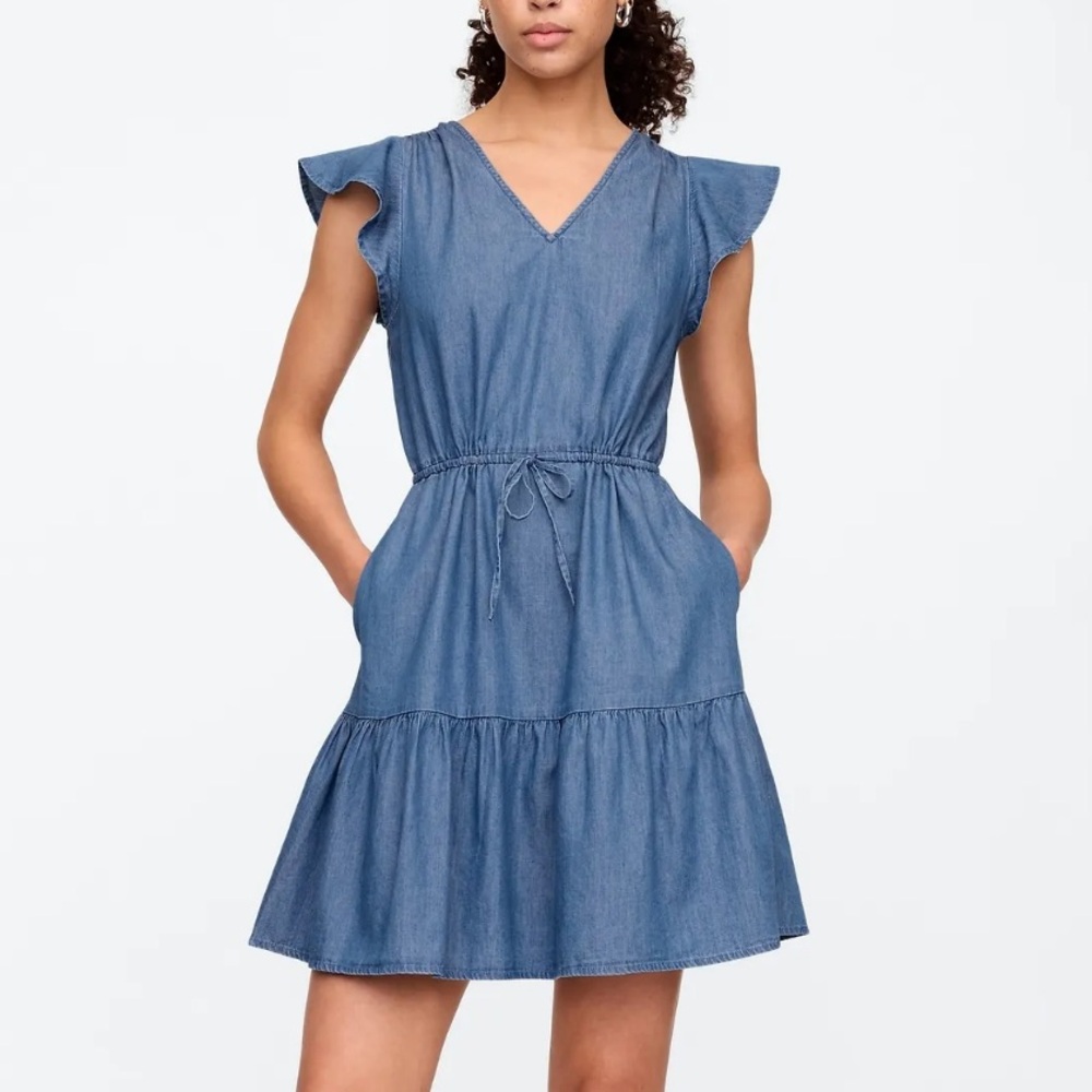 NWT GAP Blue Ruffle Mini Dress